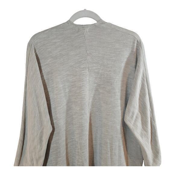 DONNI. Ribbed Knit Open-front Longline Sandwash Cardigan Neutral Women's O/S - Picture 6 of 7